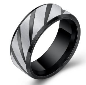 טבעת פס אלכסונית לגברים